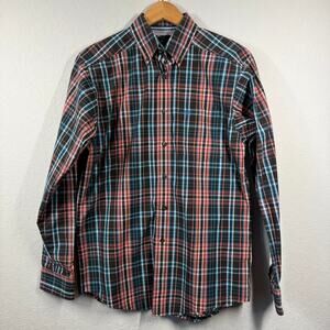 Men's Ariat Long Sleeve Black Plaid Button Down Shirt Size M